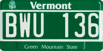 VT license plate BWU136