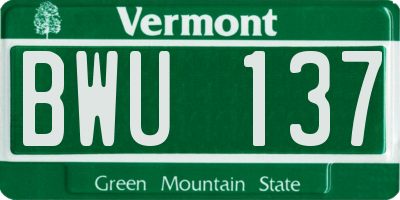 VT license plate BWU137