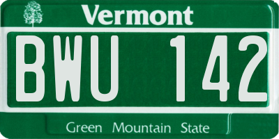 VT license plate BWU142