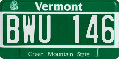VT license plate BWU146