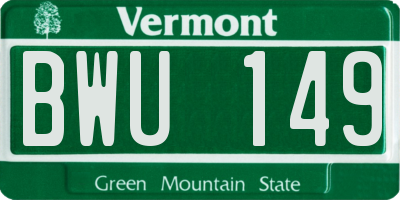 VT license plate BWU149