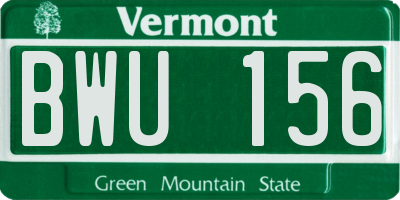 VT license plate BWU156
