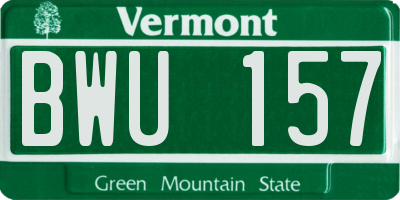 VT license plate BWU157