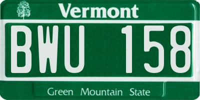 VT license plate BWU158