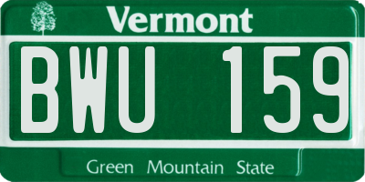 VT license plate BWU159