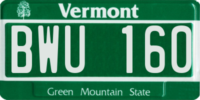 VT license plate BWU160