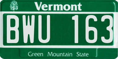 VT license plate BWU163