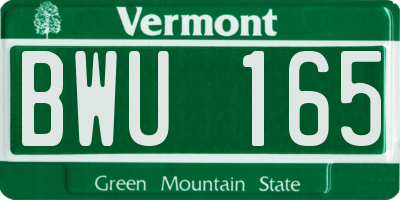 VT license plate BWU165