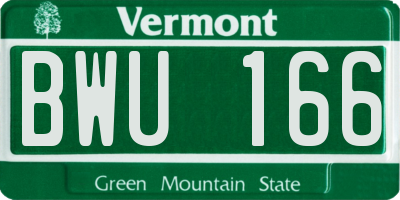 VT license plate BWU166