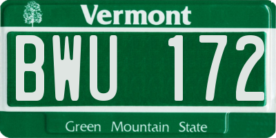 VT license plate BWU172