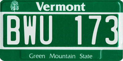 VT license plate BWU173