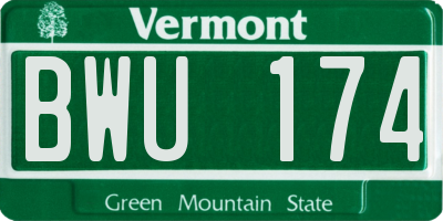 VT license plate BWU174