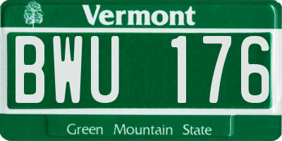 VT license plate BWU176