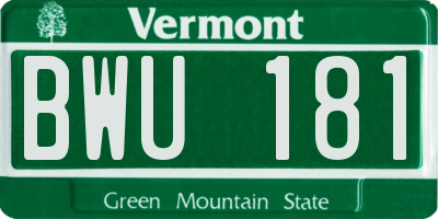 VT license plate BWU181