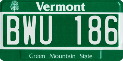 VT license plate BWU186