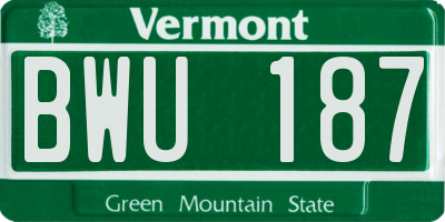 VT license plate BWU187