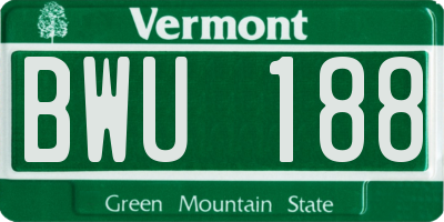 VT license plate BWU188
