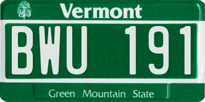 VT license plate BWU191