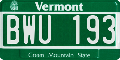 VT license plate BWU193