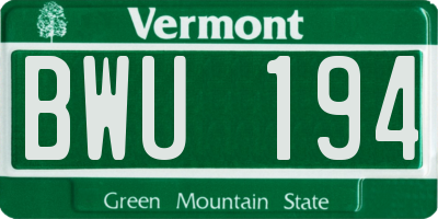 VT license plate BWU194