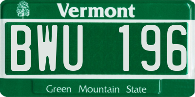 VT license plate BWU196