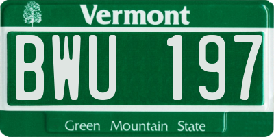 VT license plate BWU197
