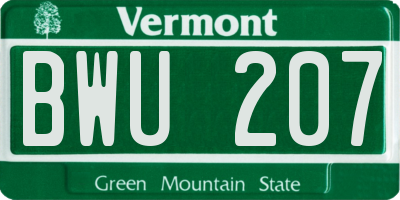 VT license plate BWU207