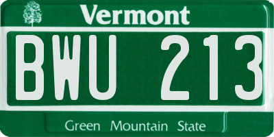 VT license plate BWU213