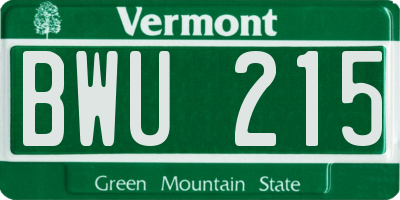 VT license plate BWU215