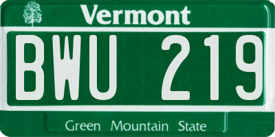 VT license plate BWU219