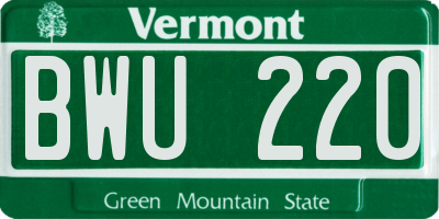 VT license plate BWU220