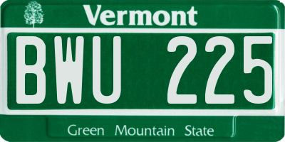 VT license plate BWU225