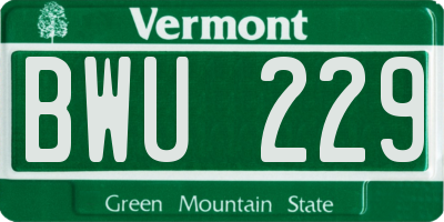 VT license plate BWU229