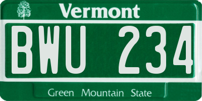 VT license plate BWU234