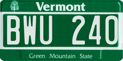 VT license plate BWU240