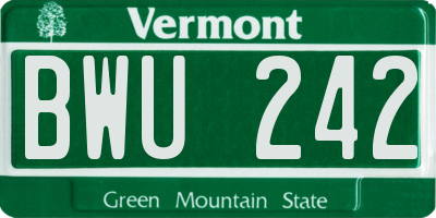VT license plate BWU242