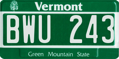 VT license plate BWU243