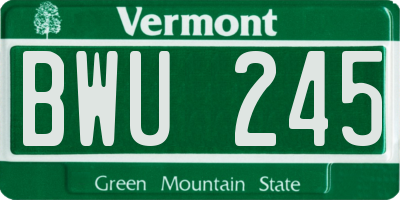 VT license plate BWU245