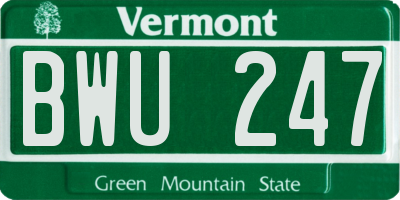 VT license plate BWU247