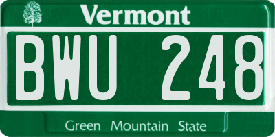 VT license plate BWU248