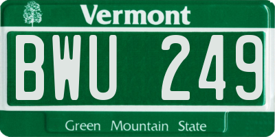 VT license plate BWU249