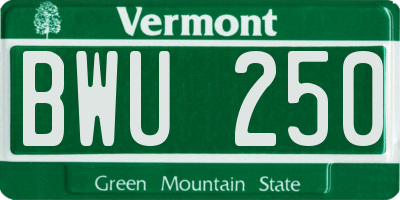 VT license plate BWU250