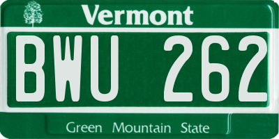 VT license plate BWU262