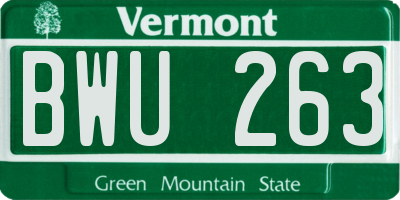 VT license plate BWU263