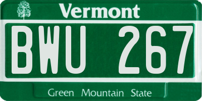 VT license plate BWU267