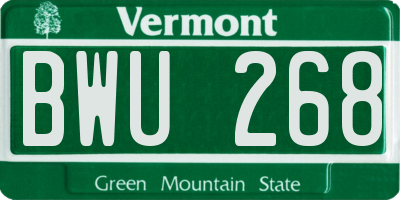 VT license plate BWU268