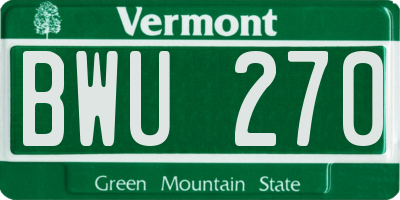VT license plate BWU270