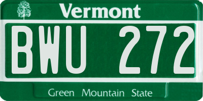 VT license plate BWU272