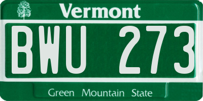 VT license plate BWU273