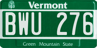 VT license plate BWU276